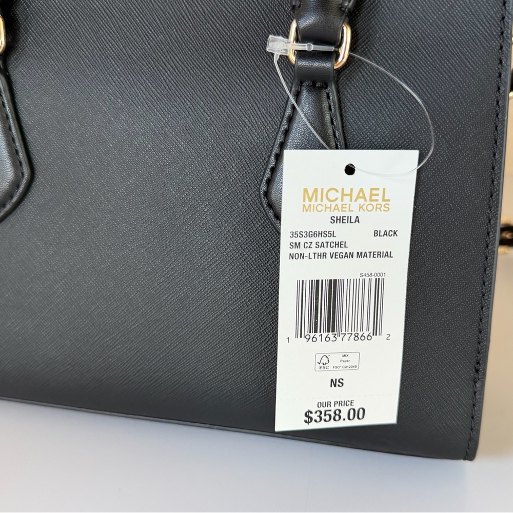 Michael Kors Sheila SM Black Satchel Shoulder Bag - Picture 10 of 11